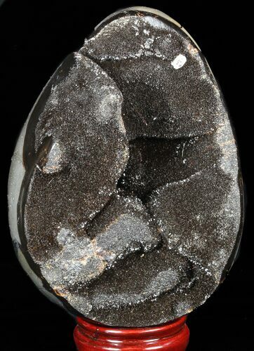 Septarian Dragon Egg Geode - Black Crystals #57432